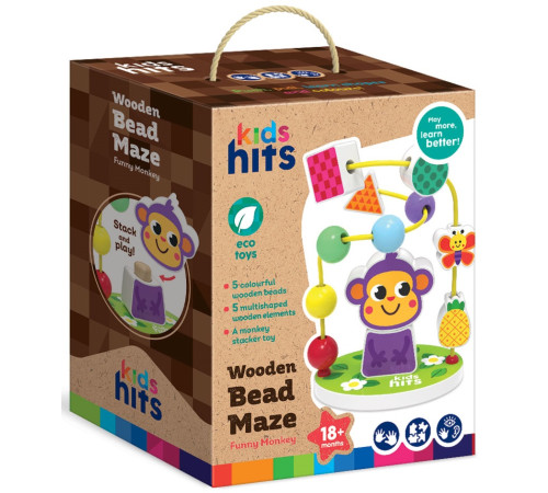 Laberinto De Cuentas De Madera Mono Feliz
