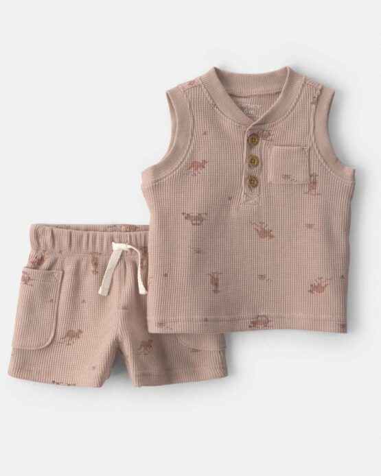 Carter's Baby Boy 2-Piece Safari Animal Top & Short Set - Brown