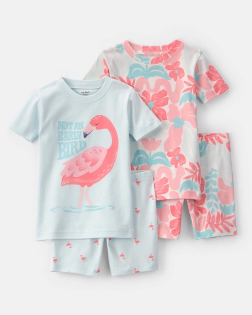 Carter's Pijama De 4 Piezas 100% Algodón de Flamingos