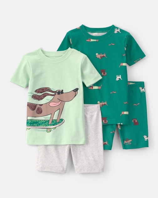 Carter's Pijama de 4 Piezas  Perro En Patineta Verde