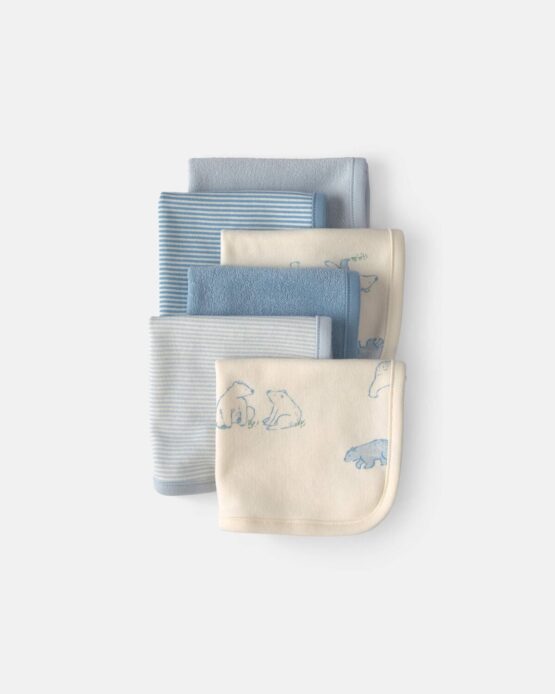 Pack Seis Paños de Aseo Carter's de Algodón Diseño de Osito- Azul