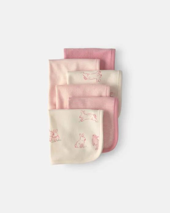 Pack Seis Paños de Aseo Carter's de Algodón Diseño de Conejitos- Rosada