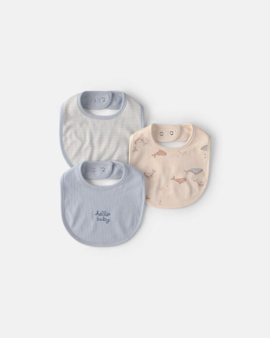 Carter's Infants 3-Pack Print Bibs Hello Baby- Blue