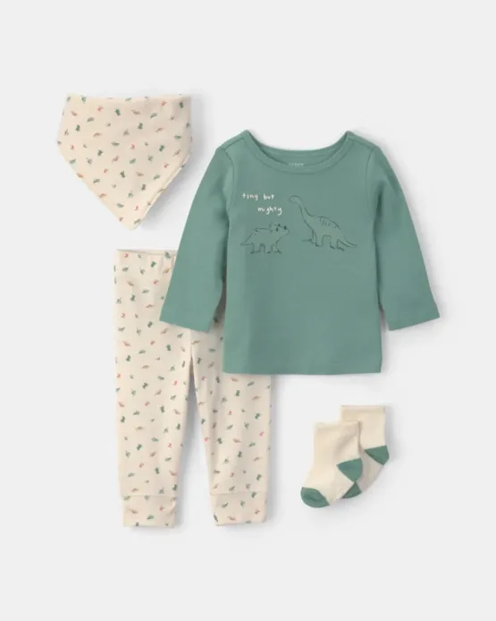 Pijama de bebe Carter's 4 pcs Con Diseño de Dino