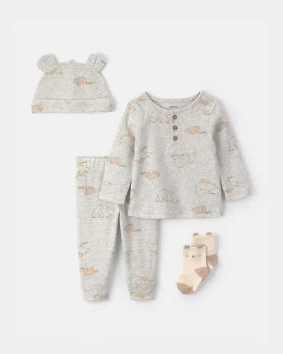 Pijama de bebe Carter's 4 pcs Con Diseño de Osos