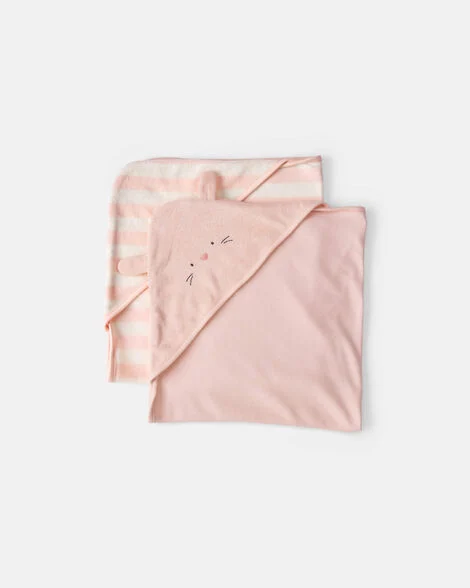 Toallas Carter's 2-Pack Con Conejito Para Bebé Niña - Rosa