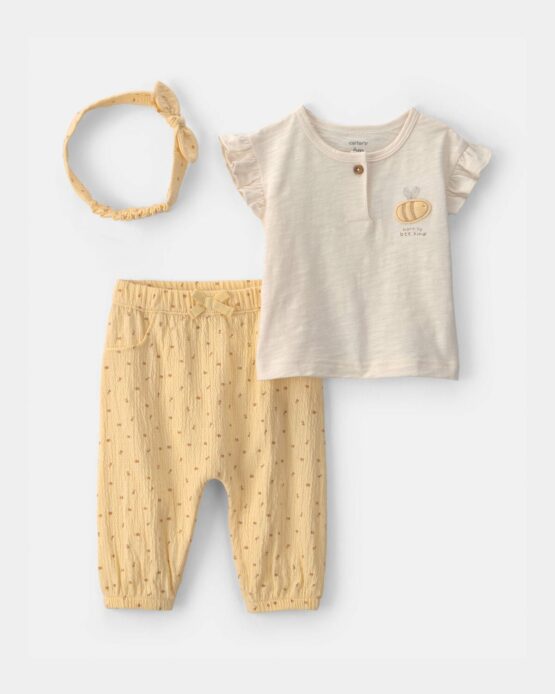 Carter's Conjunto de 3 Piezas De Abejita- Blanco/Amarillo