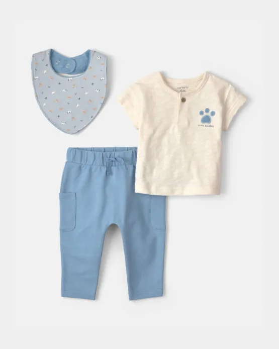 Conjunto de bebe Carter's 3 pcs Con Diseño de Huella