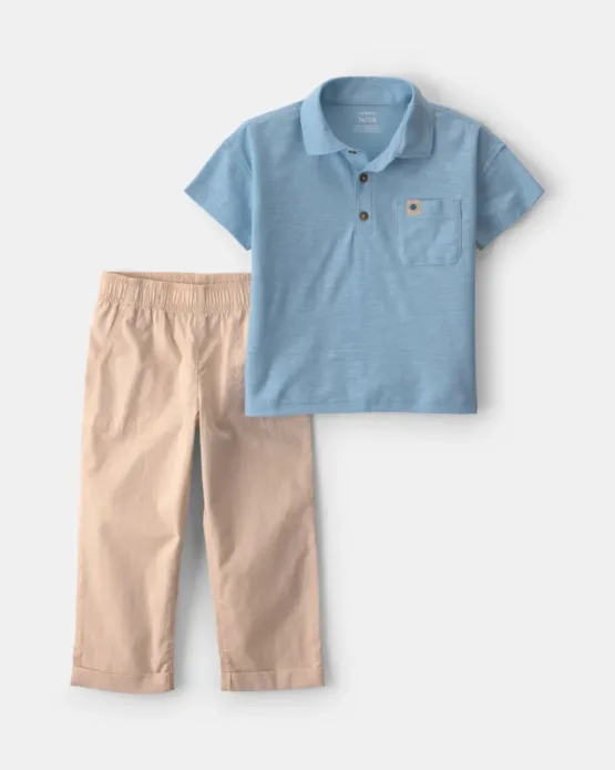 Conjunto Carter's de 2 Piezas Manga Corta Y Pantalon  - Azul/Beige