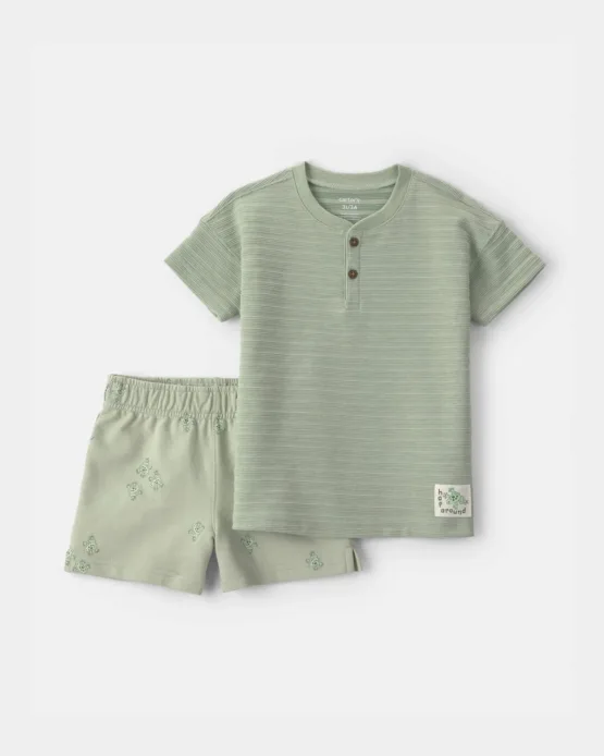 Conjunto Carter's  2 Piezas Con Camiseta Y Short De Rana - Verde