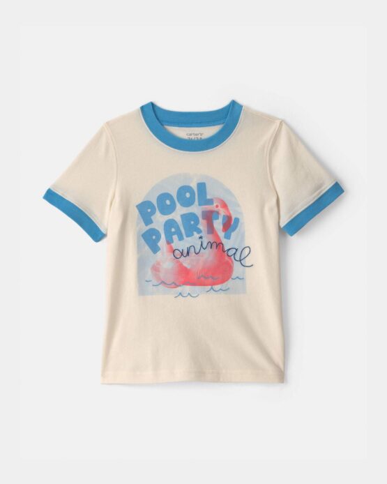Camiseta Carter's 'Fiestero En La Piscina' con flamenco - Crema/Azul