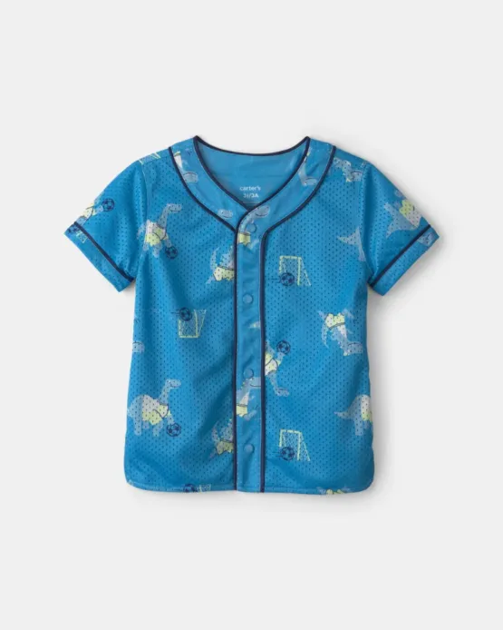 Camisa Carter's De Malla De Fútbol Para Niño Pequeño Con Dinosaurio - Azul