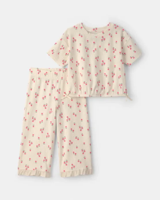 Conjunto Carter's de 2 Piezas Camiseta De Manga Corta Y Pantalón - Crema