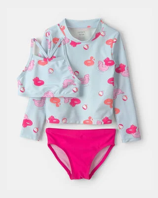 Traje De Baño Carter's De 3 Piezas para Niña Pequeña - Azul/Rosa