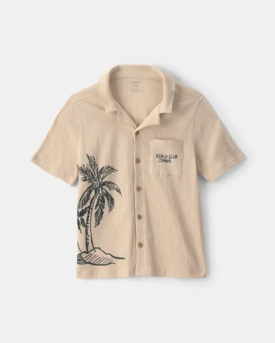 Camisa Carter's De Botones De Manga Corta Para Niños - Caqui