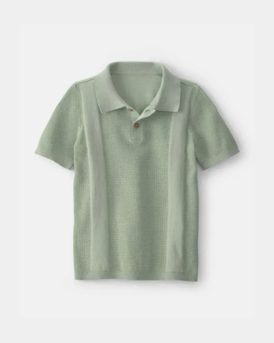 Camisa Oshkosh De Chico Tipo Polo Tejido - Verde
