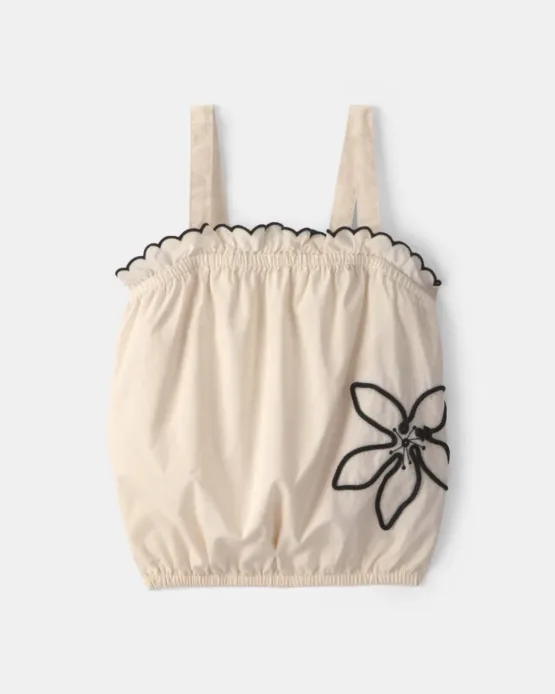 Blusa Carter's Sin Mangas Con Flores Bordadas - Marfil