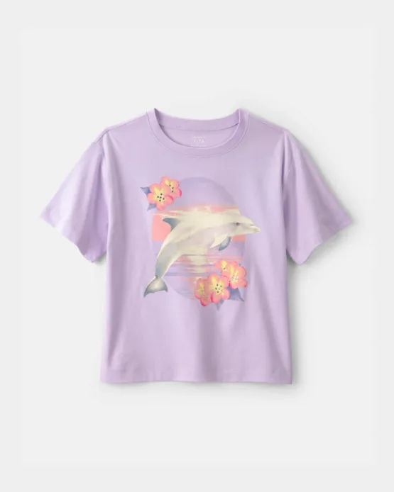 Camiseta Carter's  De Delfín Floral Para Niñas - Morado