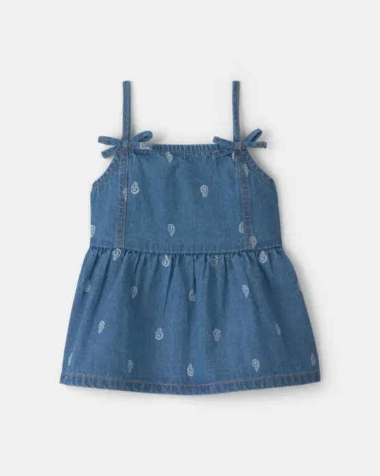 Blusa Carter's Top De Mezclilla Con Estampado Paisley Para Niñas - Lavado Medio