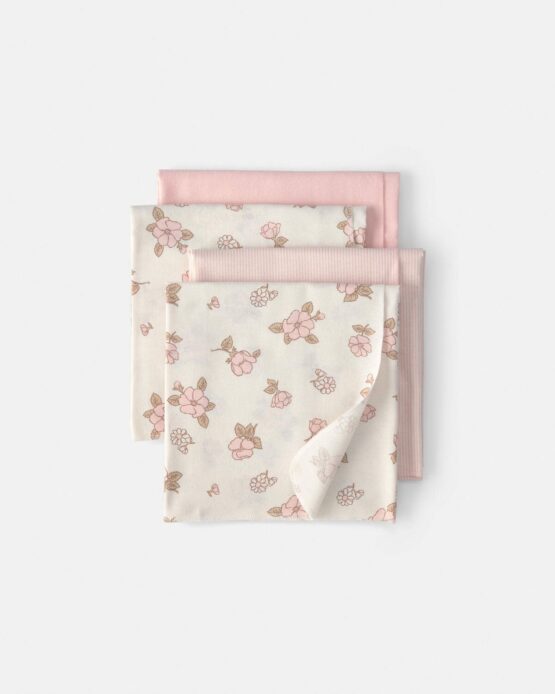 Paquete de 4 mantas Receptoras Florales En Rosa y Crema