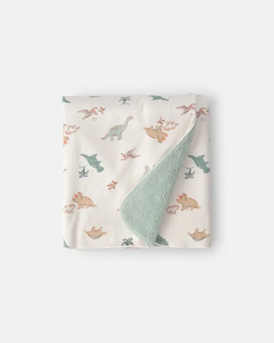 Carter's Sabana Suave De Peluche De Dinosaurio Para Bebé Niño - Verde/Ivory