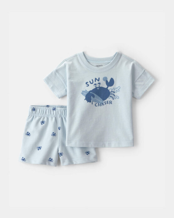 Conjunto Carter's  De 2 Piezas Camiseta De Cangrejo - Azul