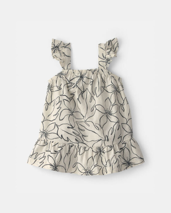 Vestido Floral Carter's  Para Bebe Niña - Negro/Ivory