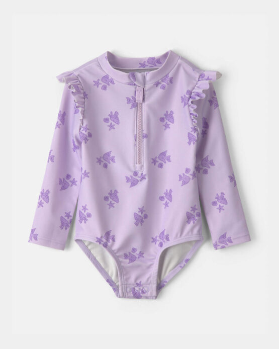 Traje De Baño Carter's De Bebe Niña 1 Pieza Con Protección Solar Animal Marino - Morado