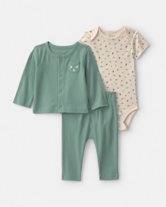 Pijama de bebe Carter's 3 pcs Con Diseño de Dino