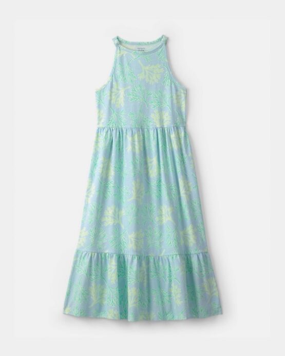 Vestido Largo Carter's Sin Mangas Con Diseño De Arrecife De Coral - Azul/Verde