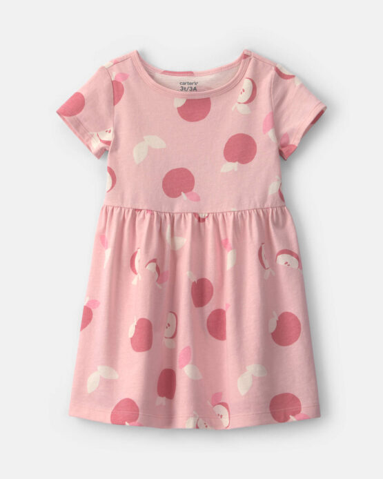 Vestido Carter's  Manga Corta Niña Pequeña Con Manzanas - Rosado