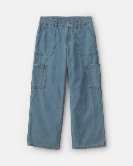 Jeans Cargo Oshkosh De Pierna Recta Para Niñas - Lavado medio