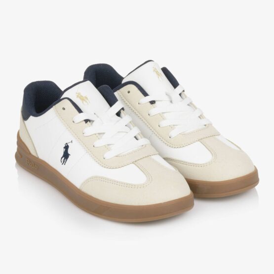 Tenis Polo Ralph Lauren Beige/Blanco Juvenil De Amarrar