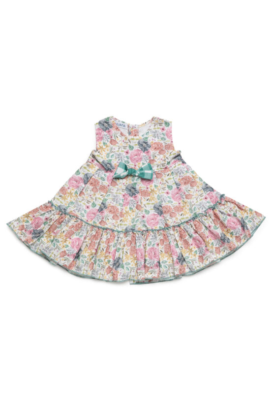 Vestido Español Con Volante Y Detalle De Chongo - Floreado Verde