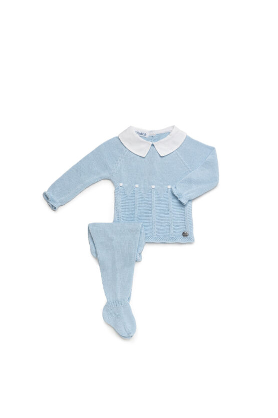 Conjunto Español 2 Pcs Primera Puesta -Celeste/Blanco