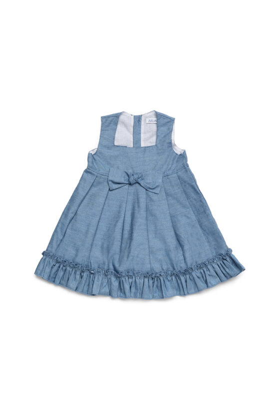 Vestido Español Con Chongo En la Cintura Tipo Jeans - Azul
