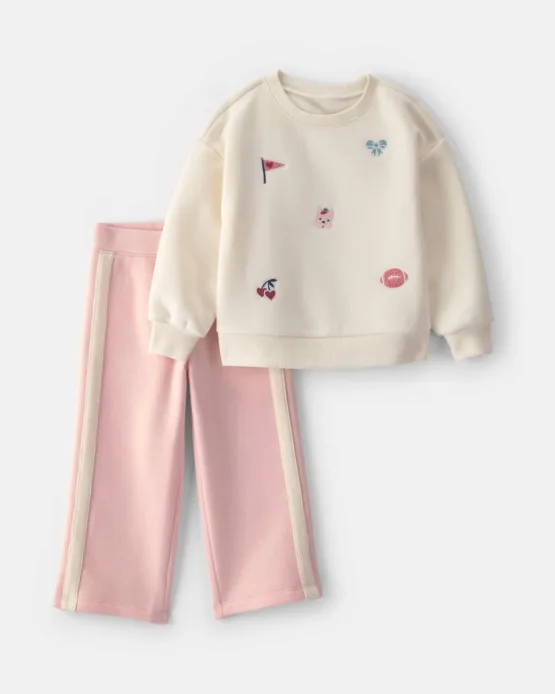 Conjunto Carter's de 2 Piezas Sudadera y Pantalón De Felpa - Crema/Rosa