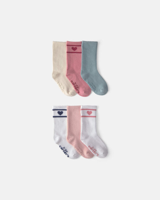Carter's 6-Pack de Calcetines Tipo Varsity Con Rayas Y Corazón