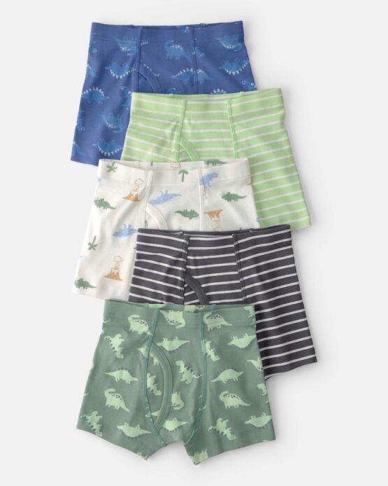 Carter's Multi 5-Pack de Boxers de Algodon Diseño Dinosaurios -Verde/Azul