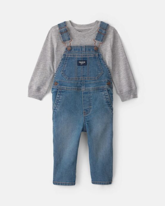 Conjunto Oshkosh De 2 Piezas De Mezclilla Azul/Gris
