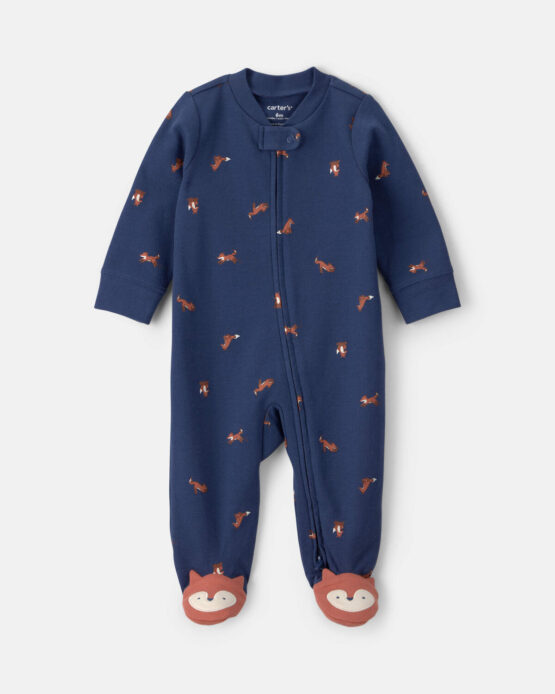 Pijama Carter's de Zipper Cierre De Dos Vias Diseño De Zorrito- Azul Marino