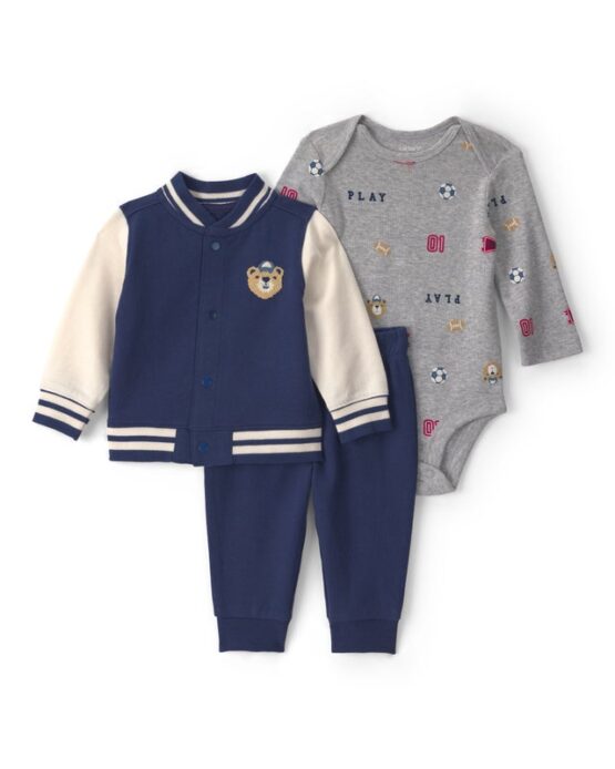 Conjunto Carter's de 3 Piezas Para Bebé Carter's Con Diseño De Oso - Azul Marino