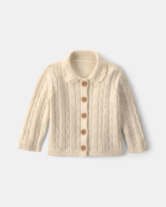 Sueter Oshkosh De Cárdigan Fair Isle Para Bebé Niña - Crema