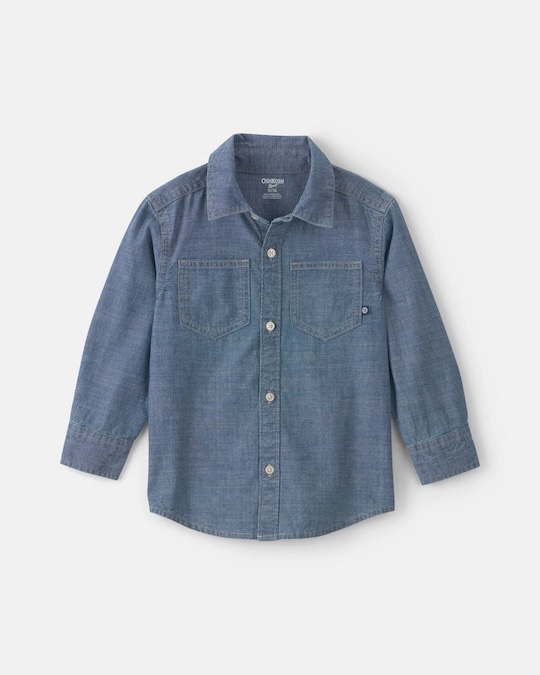 Camisa Oshkosh De Botones De Chambray Para Niño Pequeño - Índigo