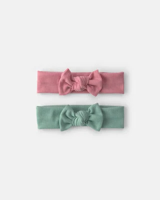 Pack De Carter's De 2 Diademas Con Lazo Para Bebé - Verde/Rosa