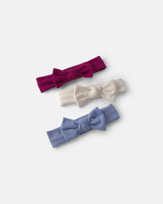 Pack De Carter's De 3 Diademas Con Lazo Para Bebé Niña -Rosa/Crema/Azul