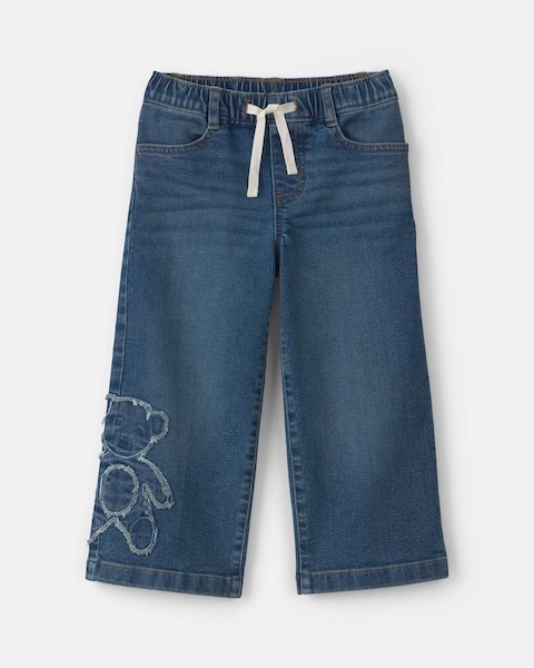 Jeans Carter's De Mezclilla Tipo Pull-on Para Niña Pequeña Con Osito - Lavado medio
