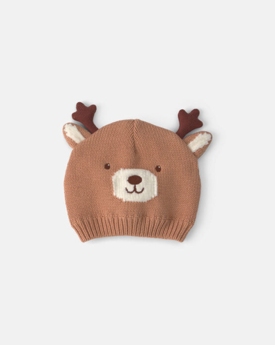 Carter's Gorro de Punto Navideño para Bebe Reno - Marrón
