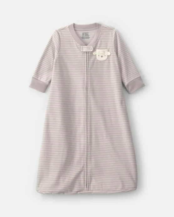 Carter's Saco De Dormir Afelpado A Rayas Con Corderito Para Bebé Niño - Gris