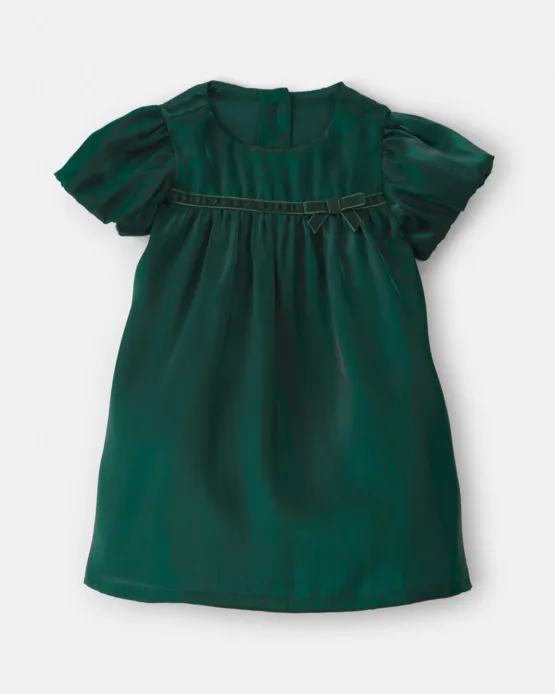 Vestido Carter's De Popelina De Manga Corta Para Bebe Niña - Verde